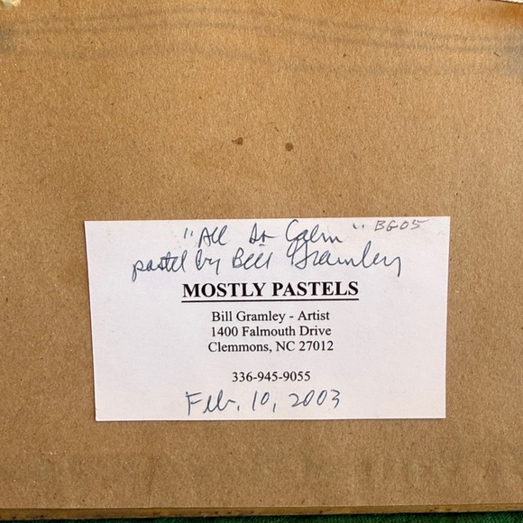 Gold Framed Birch Trees in Snow Pastel Drawing called “All is Calm” - Picture 2 of 3